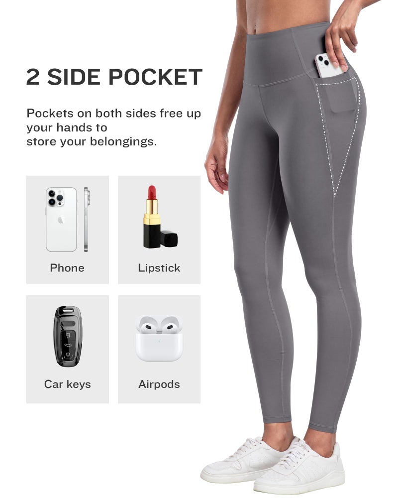 LZYVOO Leggings with Pockets for Women, 6 Packs Soft High Waisted Tummy Control Workout Yoga Pants(2Black2Gray2Navy-M) - Image 3