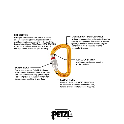 Petzl Sm'D Carabiner - Versatile, Lightweight, Compact, D-Shaped Locking Carabiner for Rock and Ice Climbing - Screw-Lock - Image 2