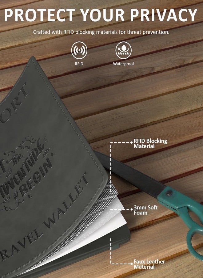 فيدوس حافظة جواز سفر فاخرة من الجلد الصناعي من فيدوس، مناسبة للرجال والنساء، مزودة بجيوب لبطاقات الائتمان/الخصم، وبطاقات الهوية، والعملات، وبطاقات الصعود إلى الطائرة، بالإضافة إلى منظم ملحقات السفر المزود بتقنية RFID. - Image 4