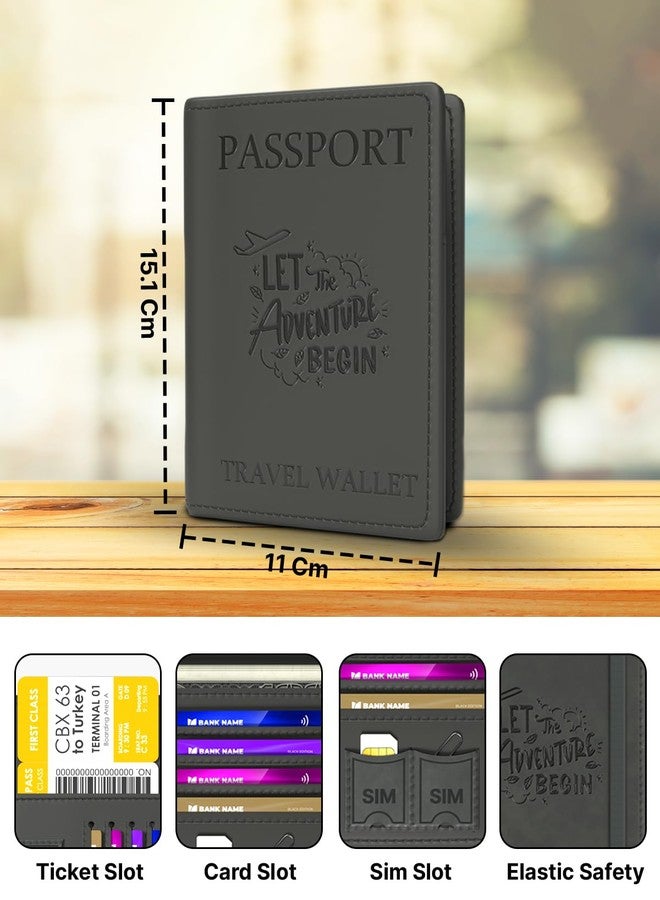 فيدوس حافظة جواز سفر فاخرة من الجلد الصناعي من فيدوس، مناسبة للرجال والنساء، مزودة بجيوب لبطاقات الائتمان/الخصم، وبطاقات الهوية، والعملات، وبطاقات الصعود إلى الطائرة، بالإضافة إلى منظم ملحقات السفر المزود بتقنية RFID. - Image 2