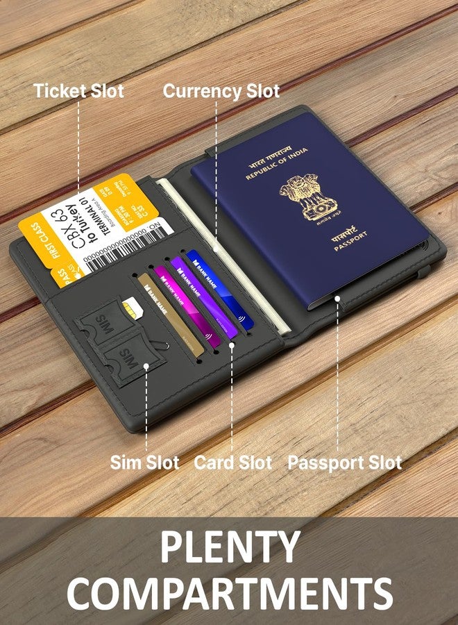 فيدوس حافظة جواز سفر فاخرة من الجلد الصناعي من فيدوس، مناسبة للرجال والنساء، مزودة بجيوب لبطاقات الائتمان/الخصم، وبطاقات الهوية، والعملات، وبطاقات الصعود إلى الطائرة، بالإضافة إلى منظم ملحقات السفر المزود بتقنية RFID. - Image 3
