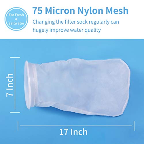 Conie ZCONIEY Large Aquarium Filter Bags 7" Opening x 17" Long Nylon Filter Socks 75 Micron Felt Filtration 2Pack - Image 5