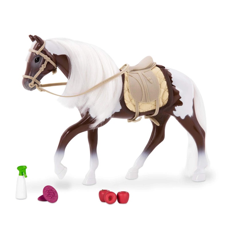 Lori White Brown 6Inch Pinto Toy Horse for Mini Doll Animal Accessories Play Set for Kids 3 Years - Image 2