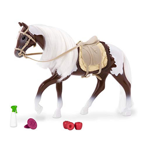 Lori White Brown 6Inch Pinto Toy Horse for Mini Doll Animal Accessories Play Set for Kids 3 Years - Image 1