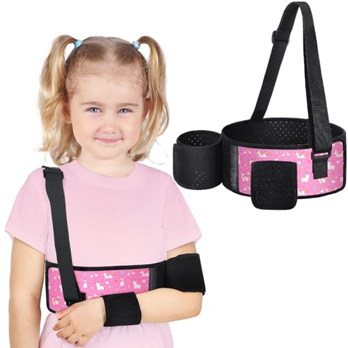 Evervibe Kids Arm Sling Pediatric Shoulder Immobilizer Collarbone Brace Elbow Support Arm Bands Elbow Wrist Sling for Toddler Boy Girl Broken, Fractured Injury(Unicorn Style) - Image 1
