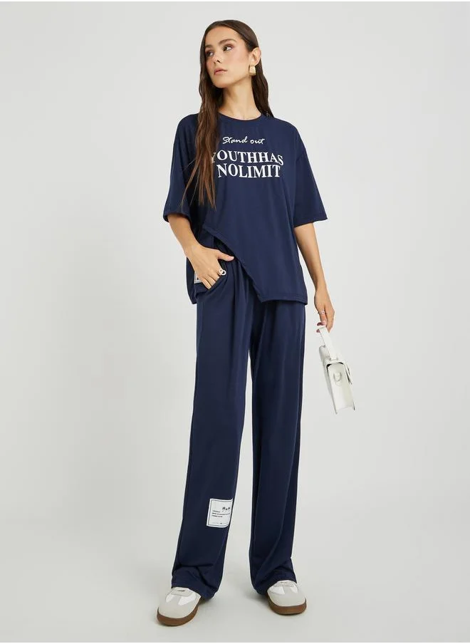 Take Two Take Two Slogan Printed Short Sleeve T-Shirt and Pants Co-Ords