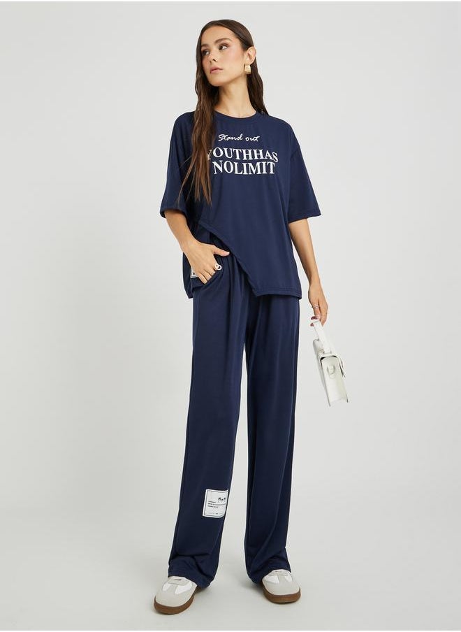 Take Two Take Two Slogan Printed Short Sleeve T-Shirt and Pants Co-Ords  - Image 2