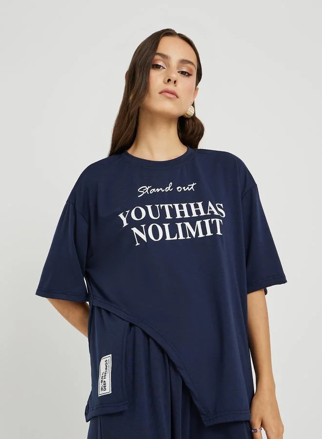 Take Two Take Two Slogan Printed Short Sleeve T-Shirt and Pants Co-Ords