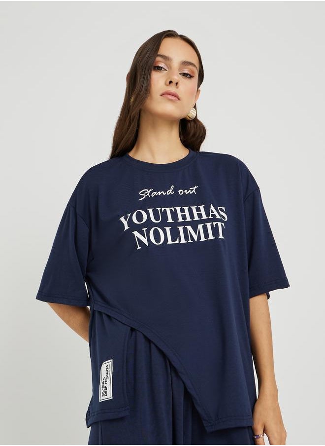 Take Two Take Two Slogan Printed Short Sleeve T-Shirt and Pants Co-Ords  - Image 3