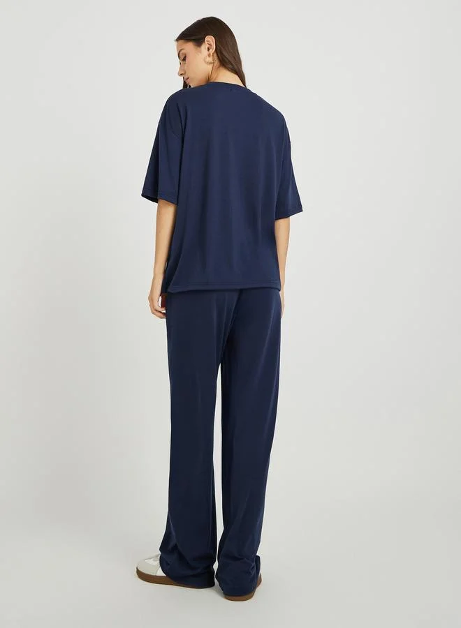 Take Two Take Two Slogan Printed Short Sleeve T-Shirt and Pants Co-Ords