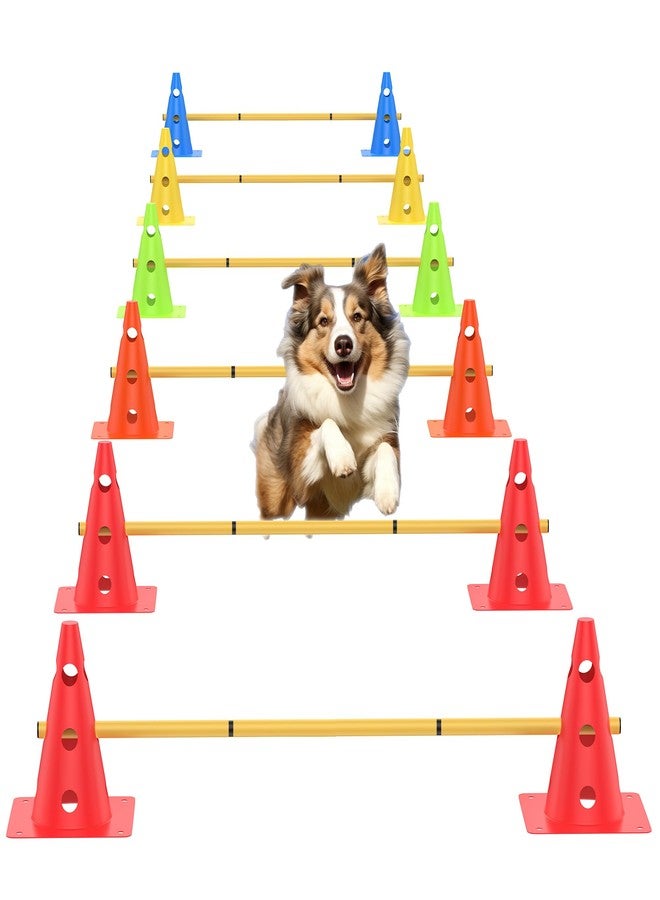 TINEPRY Dog Agility Training Hurdle Cone Set, Adjustable Dog Agility Equipment Obstacle Course Backyard Equipment for Pet Exercise 6 Set - Image 1
