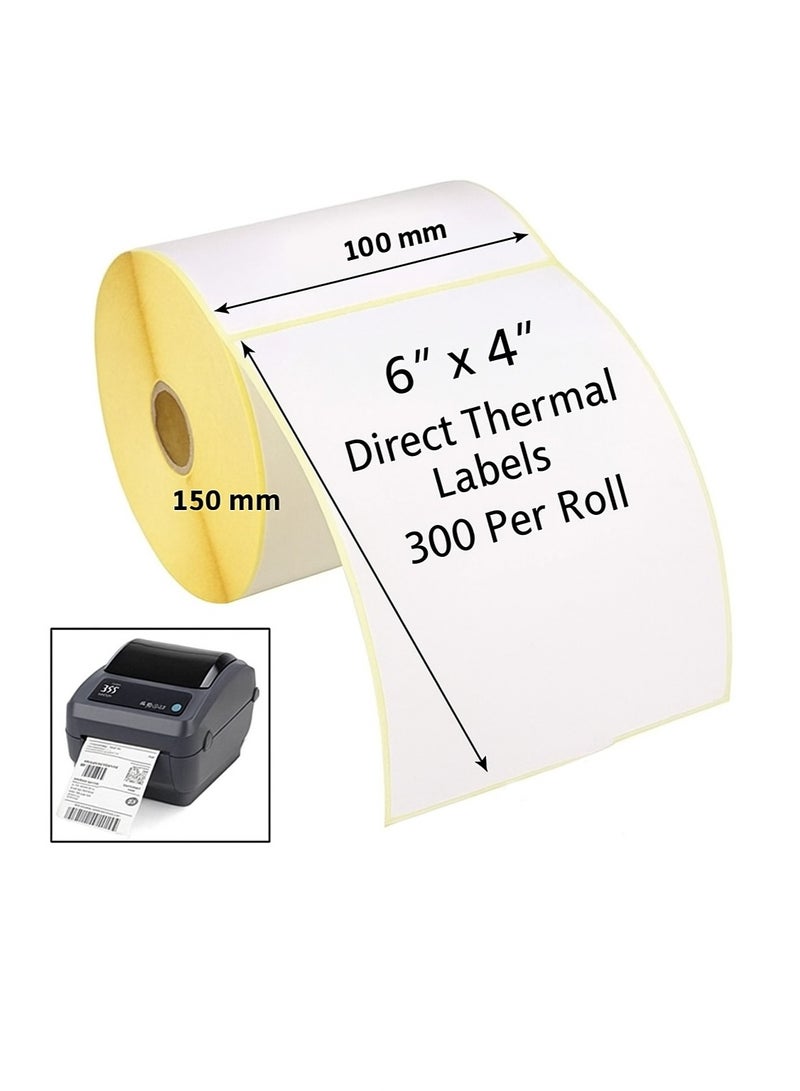 Generic Roll of 300 thermal sticker papers for thermal printers (policy printers),Shipping Label Paper Roll - 300 Thermal Stickers for Thermal Printers 10x15 CM - 4x6 inch A6 (Postal Printers) Compatible with All Shipping Companies - Image 1