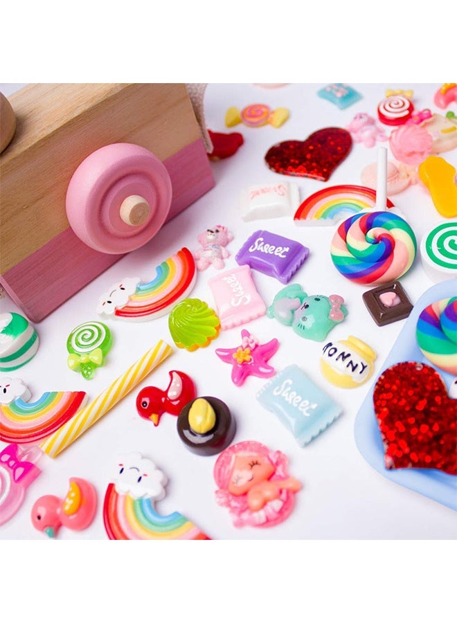 Peachjoy Slime Charms Resin Fake Candy Charms Kawaii Cute Set Mixed Assorted Sweets Flatback Slime Beads Making Supplies for DIY Craft Making and Ornament Scrapbooking (100pcs) - Image 2