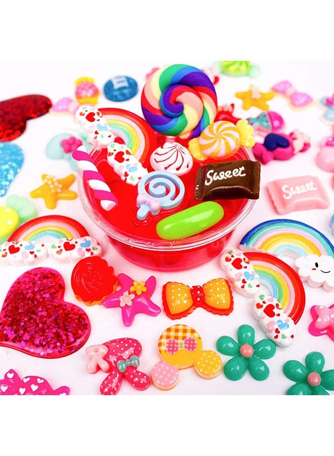Peachjoy Slime Charms Resin Fake Candy Charms Kawaii Cute Set Mixed Assorted Sweets Flatback Slime Beads Making Supplies for DIY Craft Making and Ornament Scrapbooking (100pcs) - Image 3