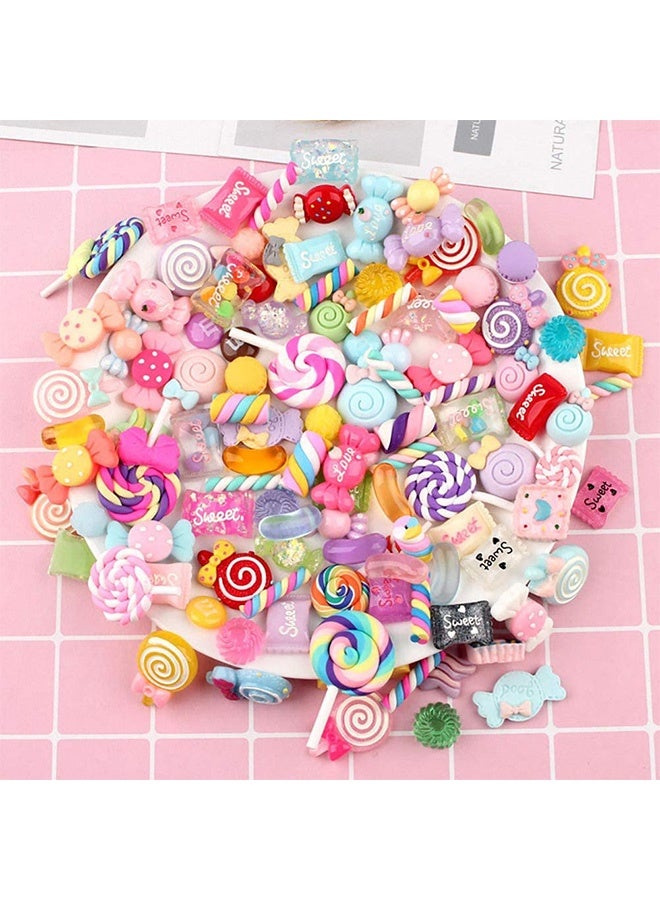 Peachjoy Slime Charms Resin Fake Candy Charms Kawaii Cute Set Mixed Assorted Sweets Flatback Slime Beads Making Supplies for DIY Craft Making and Ornament Scrapbooking (100pcs) - Image 5