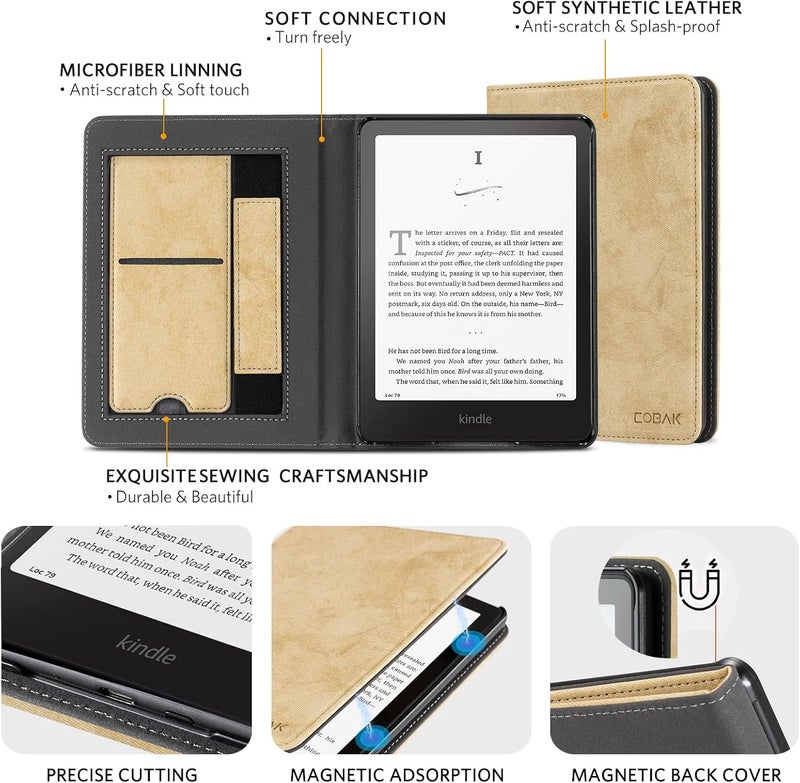 CoBak Stand Case for 7" Kindle Paperwhite 12th Gen 2024 and Kindle Colorsoft with Hand Strap - Compatible with iPhone MagSafe, for Samsung/Belkin/Anker Wireless Charging Pads, Durable, Auto Sleep Wake - Image 4