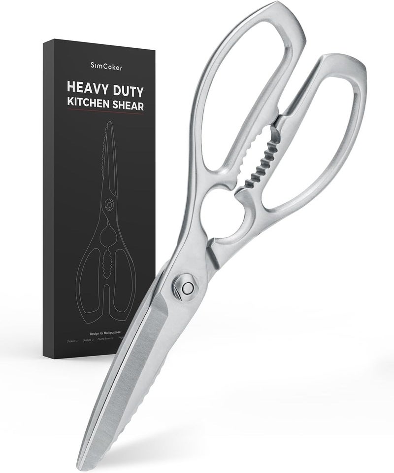 SimCoker Heavy-Duty Kitchen Scissors Forged from Stainless Steel, Kitchen Shears for Food, Ideal Cooking & Culinary Scissors for Meat, Poultry and Vegetables, Dishwasher Safe, 5-Year Warranty - Image 1