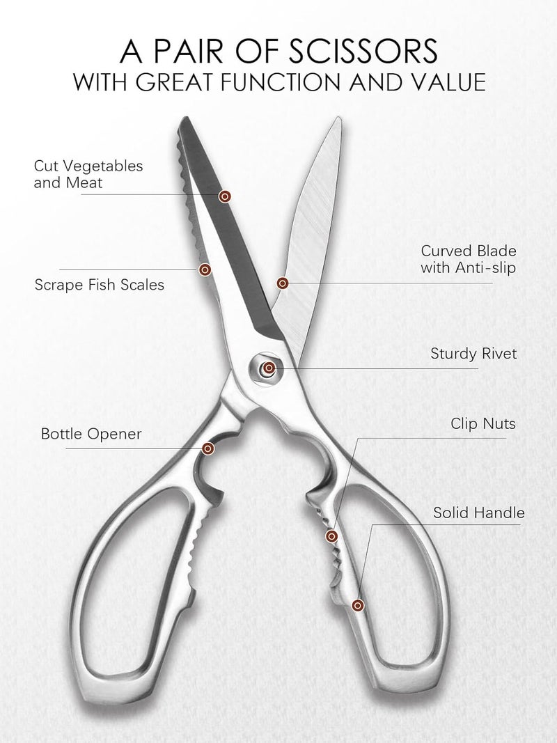 SimCoker Heavy-Duty Kitchen Scissors Forged from Stainless Steel, Kitchen Shears for Food, Ideal Cooking & Culinary Scissors for Meat, Poultry and Vegetables, Dishwasher Safe, 5-Year Warranty - Image 2