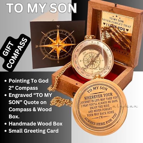 ALADEAN To My Son Compass Gift From Mom and Dad 2 For Teenage Sons Graduation Christmas Birthday Baptism Confirmation Communion - Image 3