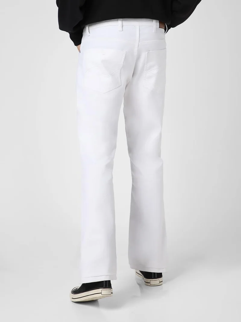 Urbano Fashion  Urbano Fashion Men's White Washed Bootcut Jeans Stretchable  | Best Price UAE