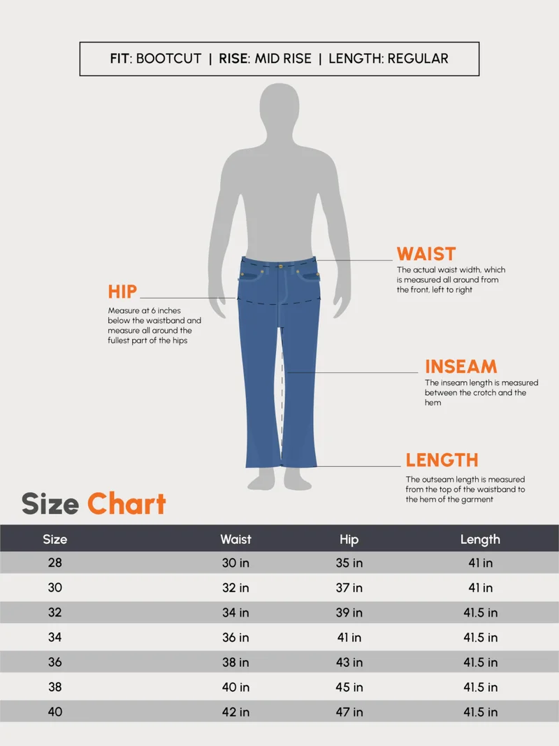 Urbano Fashion  Urbano Fashion Men's White Washed Bootcut Jeans Stretchable  | Best Price UAE