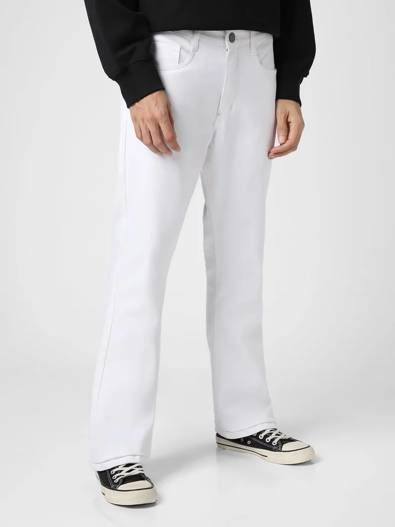 أوربانو فاشن Urbano Fashion Men's White Washed Bootcut Jeans Stretchable