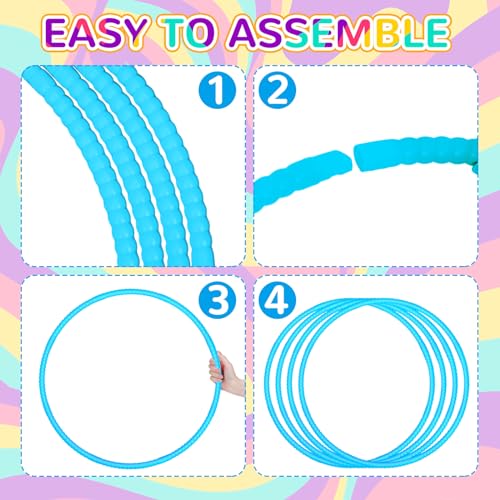 WinnerWhy 2 Pcs Toy Hoop Exercise Hoop Detachable Adjustable Plastic Toy Ring Playground Equipment for School Colored Circles Exercise Ring for Teens Dog Agility EquipmentBlue23 Inch - Image 5