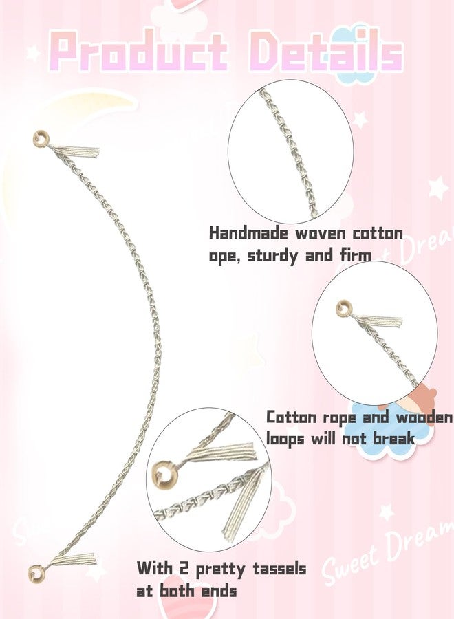 CartHome حبل قطني معلق منسوج يدويًا بطول مترين، منظم ألعاب لغرفة الأطفال، حبل بطول 200 سم لتخزين الألعاب مع 20 خطافًا وفتحتين، بالإضافة إلى مسمارين غير مرئيين لتزيين غرفة الأطفال - Image 3