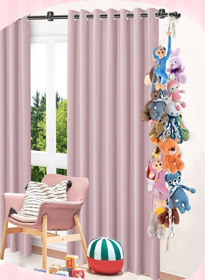 CartHome حبل قطني معلق منسوج يدويًا بطول مترين، منظم ألعاب لغرفة الأطفال، حبل بطول 200 سم لتخزين الألعاب مع 20 خطافًا وفتحتين، بالإضافة إلى مسمارين غير مرئيين لتزيين غرفة الأطفال - Image 4
