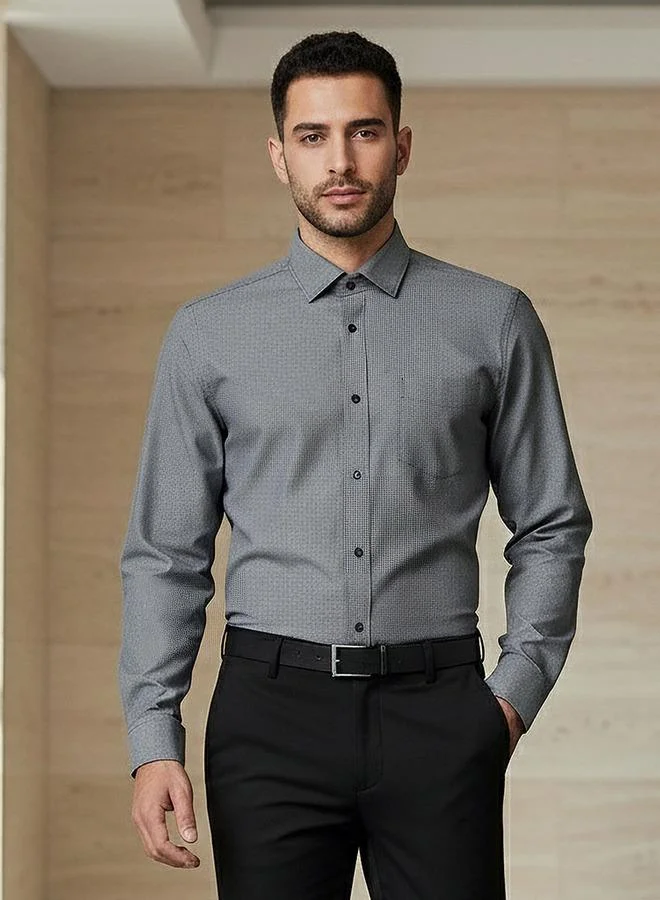 Splash FAV Men Regular Fit Spread Collar Textured Long Sleeves Shirt