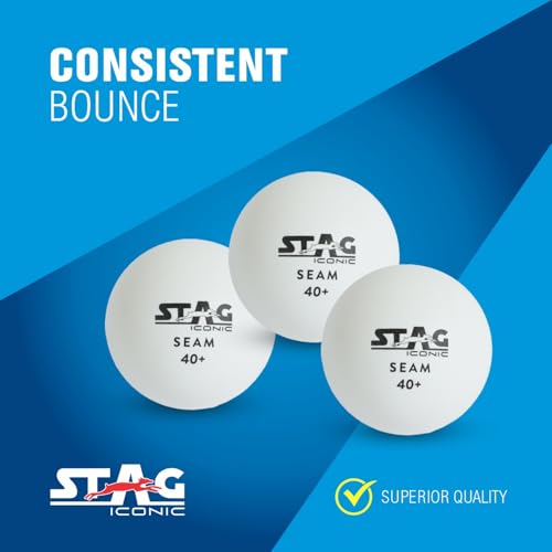 Stag Iconic Seam White Table Tennis (T.T) Balls| Advanced High Performance 40+mm Ping Pong Balls for Training, Tournaments - Offers Great Spin| Durable for Indoor/Outdoor Game - Pack of 12 (White) - Image 4
