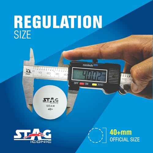 Stag Iconic Seam White Table Tennis (T.T) Balls| Advanced High Performance 40+mm Ping Pong Balls for Training, Tournaments - Offers Great Spin| Durable for Indoor/Outdoor Game - Pack of 12 (White) - Image 5
