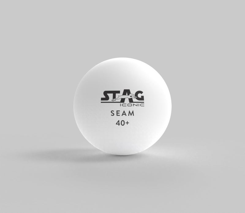 Stag Iconic Seam White Table Tennis (T.T) Balls| Advanced High Performance 40+mm Ping Pong Balls for Training, Tournaments - Offers Great Spin| Durable for Indoor/Outdoor Game - Pack of 12 (White) - Image 1