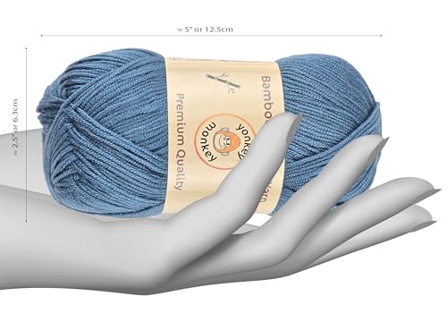 Yonkey Monkey 10-Pack of Yonkey Monkey 500 Grams Yarn - 70% Rayon derived from Bamboo, 30% Cotton - Imported - Cowboy Blue 9030 - Image 2