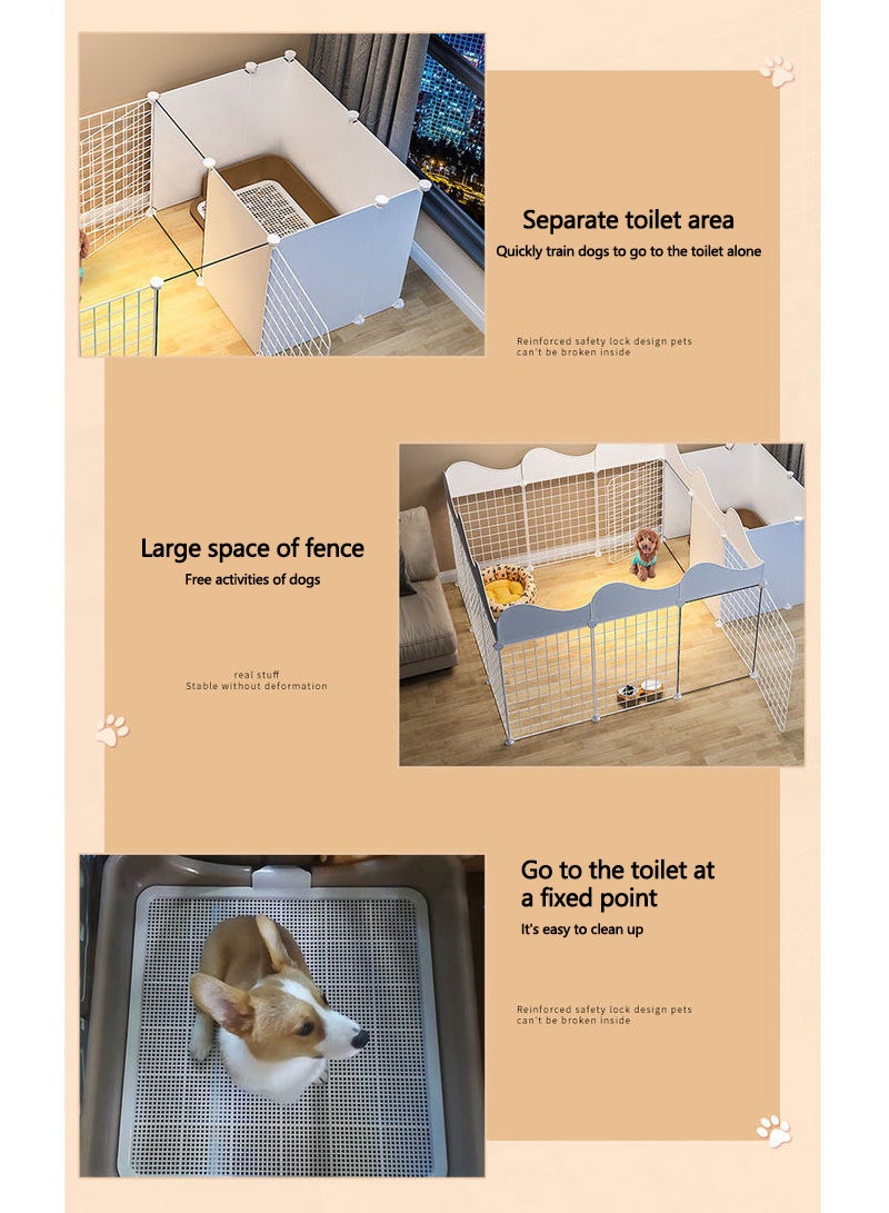 كيدل سياج للكلاب الأليفة، حاوية للحيوانات الأليفة، بيت الكلب، باب داخلي صغير، سياج للكلاب، باب عزل مع منطقة مرحاض، قفص للكلاب، روضة للكلاب، داخلي للكلاب، القطط، الأرنب، أبيض، 127 × 75 × 47 سم - Image 3