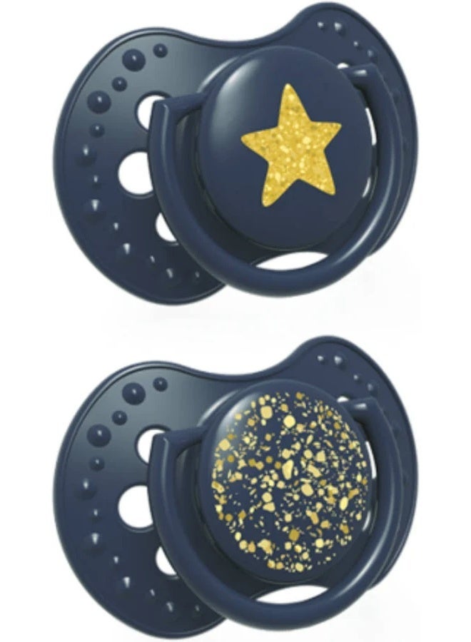 LOVI Stardust Silicone Dynamic Soother 0-3m Blue x2 - Image 1
