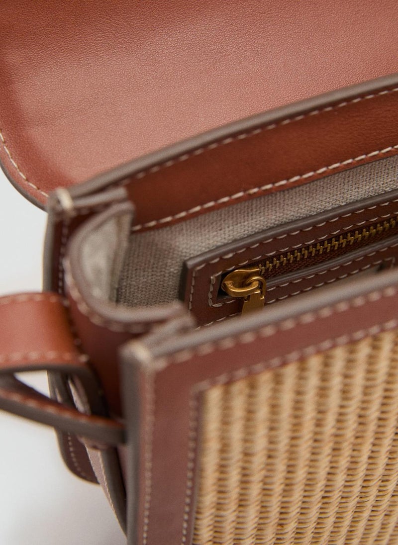 MANGO Contrasting Canvas Shoulder Bag  - Image 5