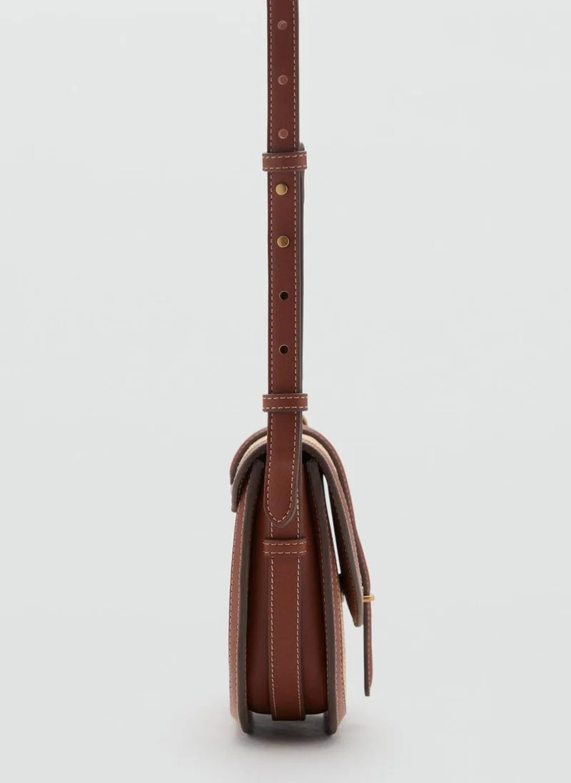 MANGO Contrasting Canvas Shoulder Bag