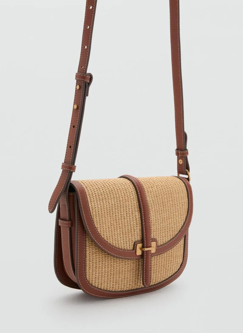 مانجو Contrasting Canvas Shoulder Bag