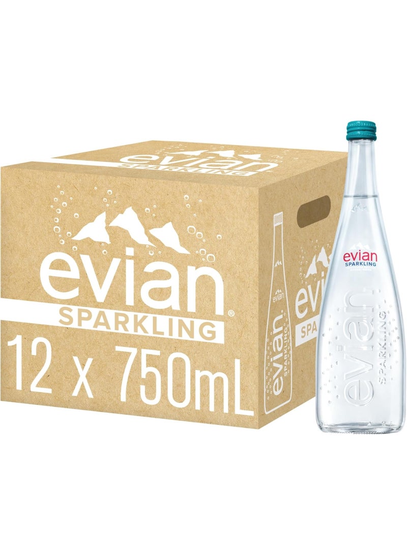 إيفيان Natural Sparkling Water 750ml Pack of 12 - Image 1