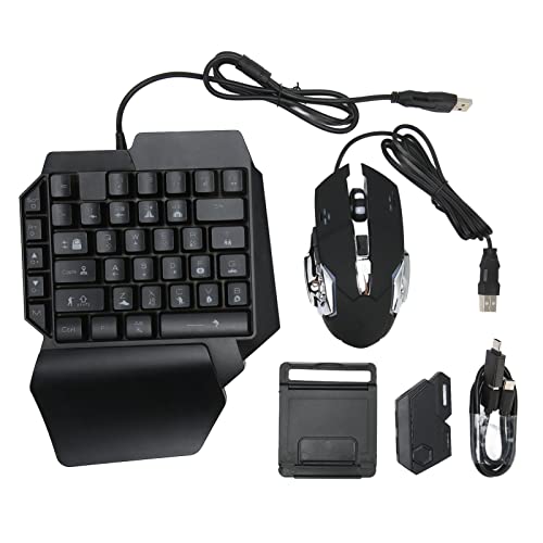 ciciglow One Handed RGB Gaming Keyboard and Mouse Combo USB Wired LED Backlit Keyboard with Mouse and Converter 35 Keys Mini Gaming Keypad Set for Android for iOS 134 Or Less - Image 1