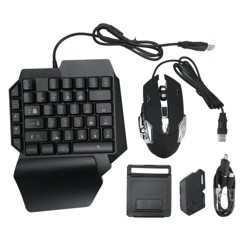 ciciglow One Handed RGB Gaming Keyboard and Mouse Combo USB Wired LED Backlit Keyboard with Mouse and Converter 35 Keys Mini Gaming Keypad Set for Android for iOS 134 Or Less - Image 2