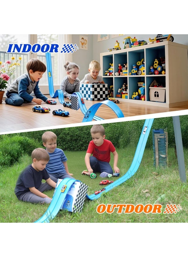 ألعاب مضمار السباق المرن للأطفال: مسار منحدر سيارة السباب المرن طوله 15 قدمًا مع أكواب شفط - يمكن لفه مضمار سباق محمول DIY متوافق مع سيارات الدي كاست مقياس 1/64 - هدايا عيد الميلاد للأولاد والبنات أعمار 3+ - Image 5