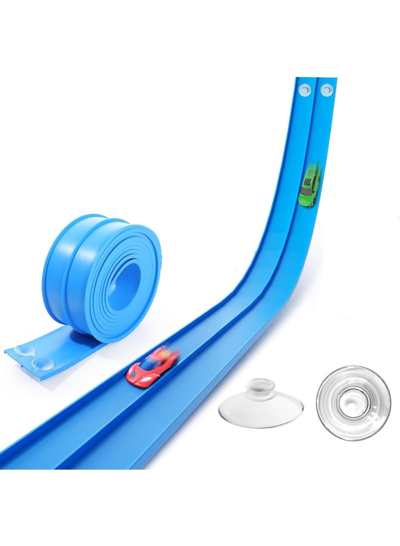 ألعاب مضمار السباق المرن للأطفال: مسار منحدر سيارة السباب المرن طوله 15 قدمًا مع أكواب شفط - يمكن لفه مضمار سباق محمول DIY متوافق مع سيارات الدي كاست مقياس 1/64 - هدايا عيد الميلاد للأولاد والبنات أعمار 3+ - Image 1