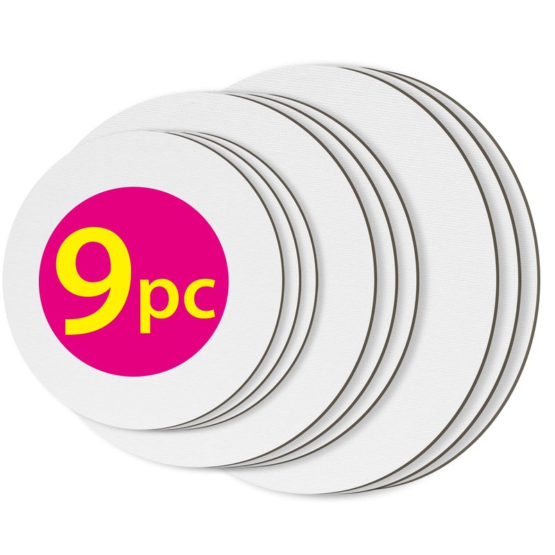 PHOENIX Round Canvas Painting Boards - 8 10 12 Inch/ 3 Pack Each - 9 PK Circle Canvas Boards for Painting - 100% Cotton Flat Triple Primed Blank Canvas for Oil, Acrylic Painting & Crafts - Image 2