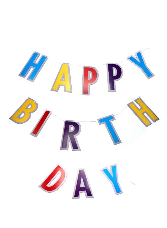 PARTY FUN Happy Birthday Letter Banner Vibrant Celebration Starts Here  - Image 1