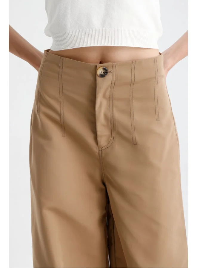 GACACOLLECTION PETRA Trench Fabric High Waist Wide Leg Pants.