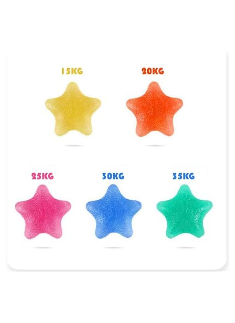 SYOSI - SYOSI Hand Exerciser Grip Strengthener Ball, Five-Star Shaped Stress Balls Silicone Squeeze Toys, Hand Grip Strength Trainer for Adults Kids Elderly, 5 Colors, Set of 5 - Image 1