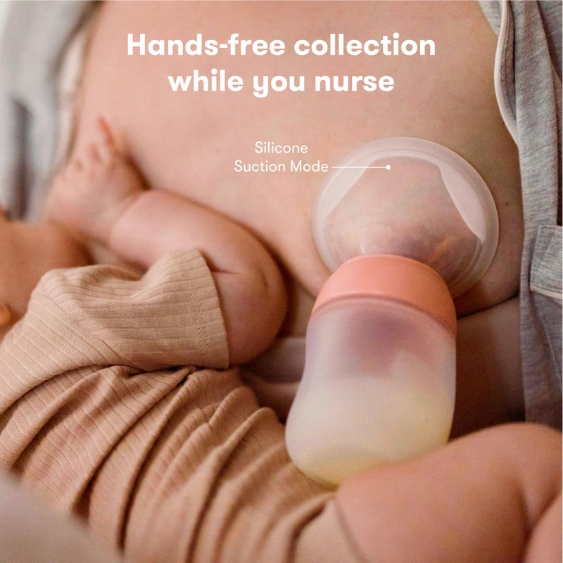 Frida Mom 2-in-1 Breast Pump: Manual Hand Pump & Hands-Free Automatic Suction Cup, Dual-Mode, Wireless Milk Collector, Ergonomic Handle, SoftFeel Flange for Breastfeeding - Image 4