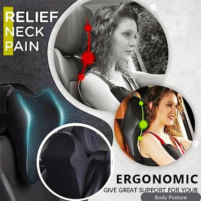 DURAZO Car Seat Headrest Neck Rest Cushion Car Neck Pillow Durable 100 Pure Memory Foam Neck Pillow with Breathable Removable Cover Comfortable Ergonomic Neck Pain Relief Size 40X26 CM - Image 3